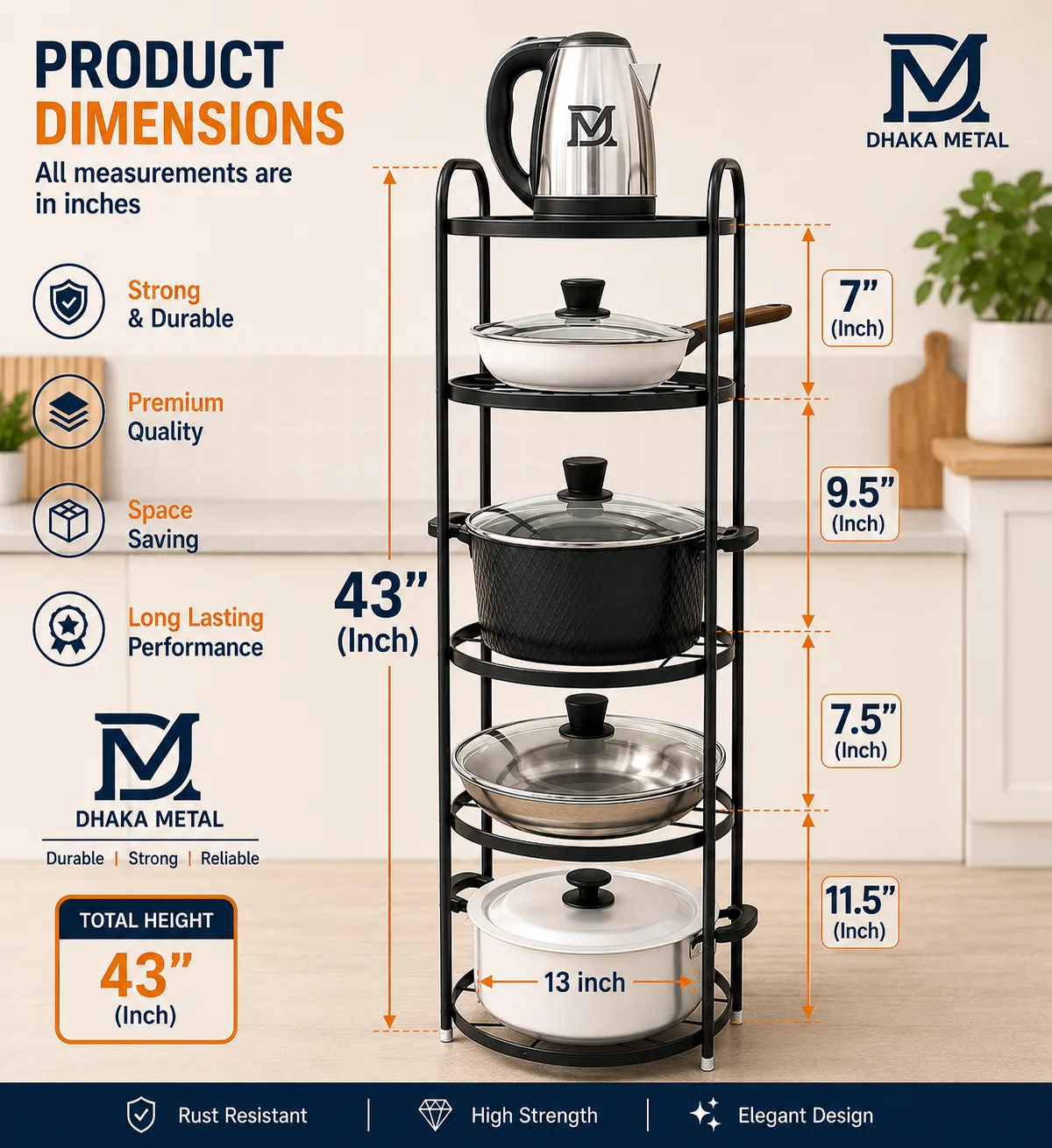 5 Layer Kitchen Patil Rack